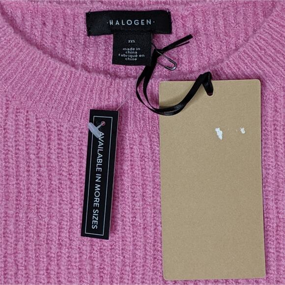 Halogen (Nordstrom) Cuffed Sleeve Sweater in Crayon Pink - Size M - NWT - Picture 5 of 7